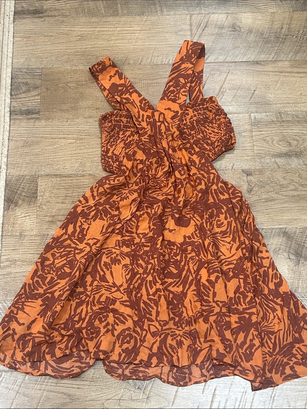 Anthropologie Rust and Burnt Orange Floral Sundress - Picture 3 of 3